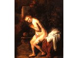 `Susanna and the Two Elders` by Rembrandt. Panel, 1637. The Hague, Mauritshuis.